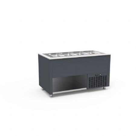 Buffet inox avec cuve froide 0 / +5C pour bacs GN prof 200mm couleur Gris - 935x850x850mm