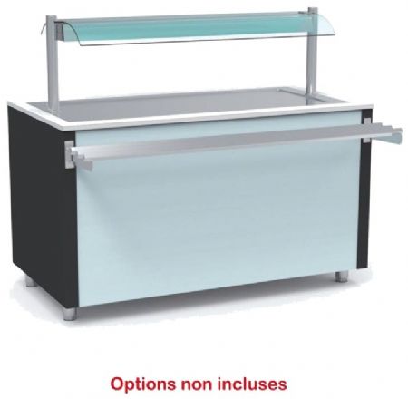 Buffet inox avec cuve froide 0 / +5°C pour bacs GN prof 200mm couleur Noir - 935x850x850mm