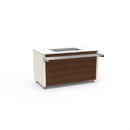 Buffet pro inox avec cuve froide -15 / -20C pour glaces portes coulissantes couleur Blanc - 1260x850x850mm