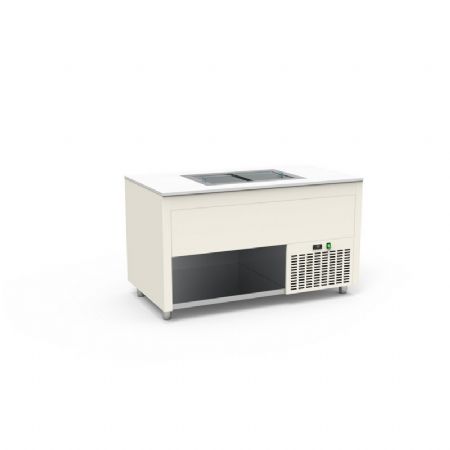 Buffet pro inox avec cuve froide -15 / -20C pour glaces portes coulissantes couleur Blanc - 1260x850x850mm