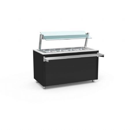 Buffet pro inox avec cuve chaude +50 / +90C pour bain marie sec couleur Noir - 935x850x850mm