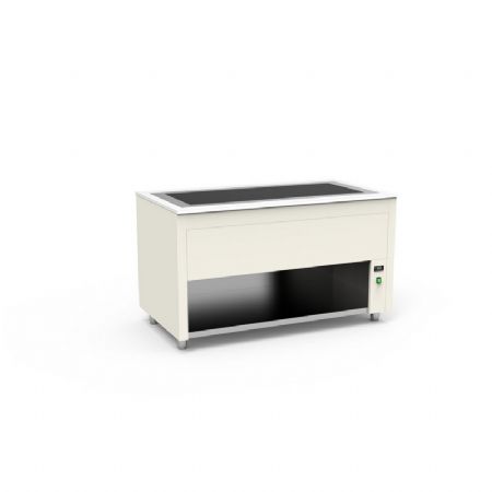Buffet pro inox avec plaque chaude en verre tremp +50 / +100C couleur Blanc - 1585x850x850mm