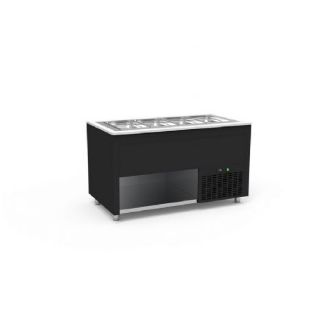 Buffet inox ventil avec cuve froide 0 / +5C pour bacs GN prof 200mm couleur Noir - 935x850x850mm