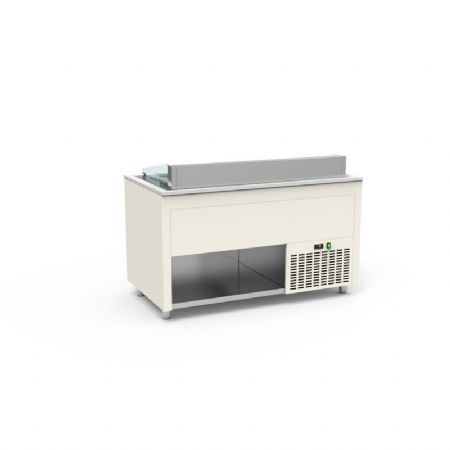 Buffet mural inox ventil avec cuve froide 0 / +5C pour bacs GN prof 200mm couleur Blanc -935x850x850mm