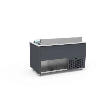Buffet mural inox ventil avec cuve froide 0 / +5C pour bacs GN prof 200mm couleur Gris -935x850x850mm