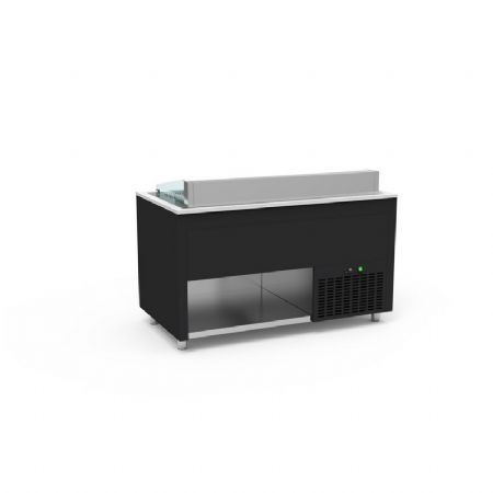 Buffet mural inox ventil avec cuve froide 0 / +5C pour bacs GN prof 200mm couleur Noir -935x850x850mm