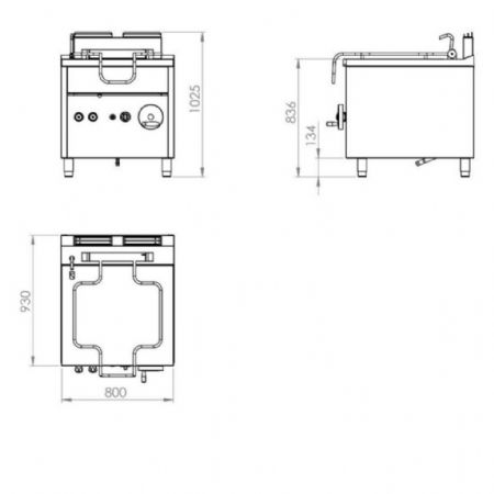 Sauteuse basculante électrique 80 L Monophasé - Hr Fainca - SBE80L900E
