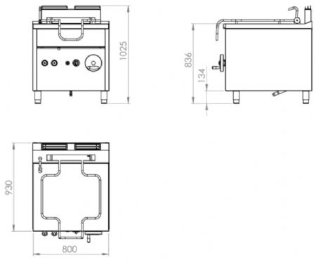 Sauteuse basculante électrique 80 litres - 10 kW - 800x930x1025 mm