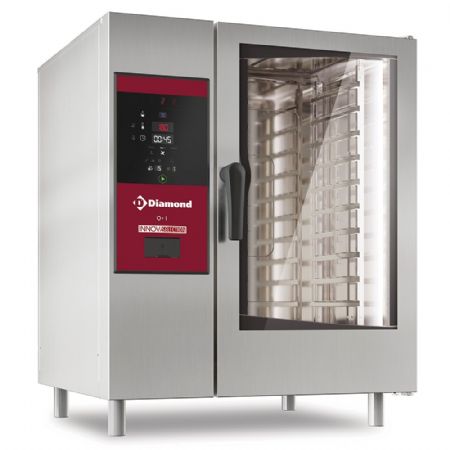 Four mixte professionnel électrique vapeur chaudière et convection 10 niveaux GN 1/1 fonction Auto-nettoyage - Diamond - SBES/XC-10