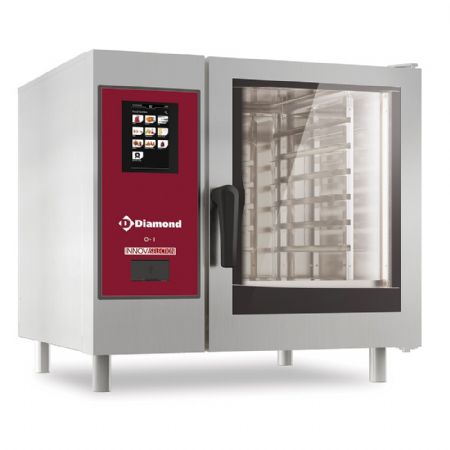 Four professionnel triphasé commandes tactiles vapeur chaudière et convection nettoyage automatique GN1/1 - Diamond Promo - SBET/06S
