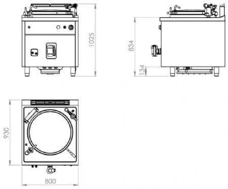 Sauteuse basculante à gaz 80 litres - 22 kW - 800x930x1025 mm