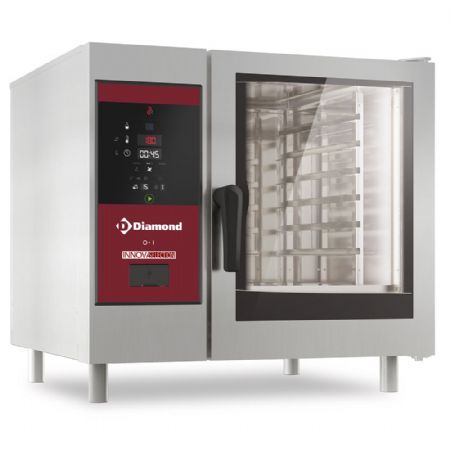Four mixte professionnel gaz vapeur chaudière et convection 6x GN 1/1 auto-nettoyage - Diamond - SBGS/XC-06