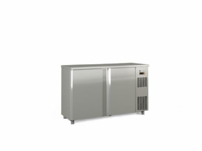 Arrire-bar inox froid positif avec 2 pleines battantes - 1465x530x820 mm