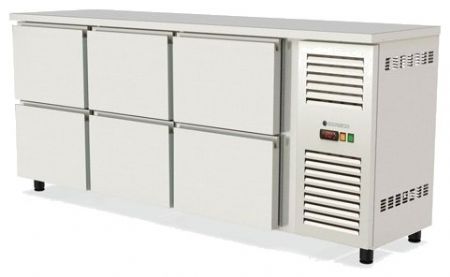 Arrière-bar inox froid positif avec 3 pleines battantes - 2005x530x820 mm