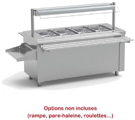 Ilôt central self inox avec bain marie à eau 5 GN 1/1-200 - 2000x700x850 mm