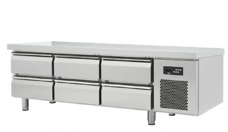 Soubassement professionnel rfrigre inox 6 portes 265L temp -2 / +8C - profondeur 700mm