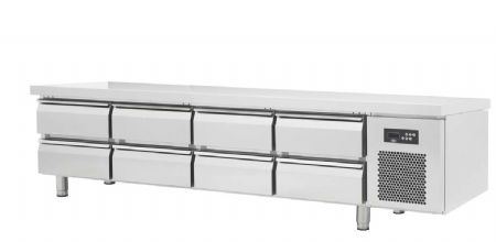 Soubassement professionnel rfrigre inox 8 portes 365L temp -2 / +8C - profondeur 700mm