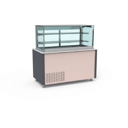 Buffet pro inox avec vitrine centrale panoramique et cuve froide ventile +4 / +12C couleur Gris - 1260x850x850mm