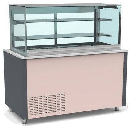 Buffet pro inox avec vitrine centrale panoramique et cuve froide ventilée +4 / +12°C Gris - 1260x850x850
