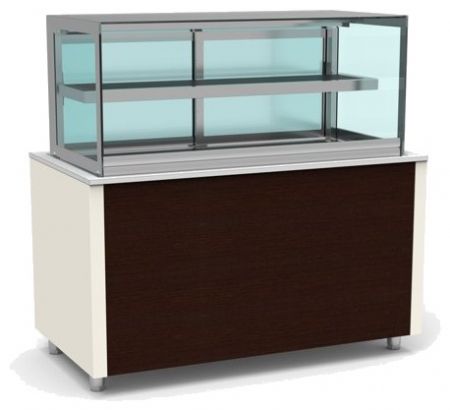 Buffet pro inox avec vitrine chaude avec vitre rabattable 2 étages en verre +50 / +100°C Blanc - 1585x850x850