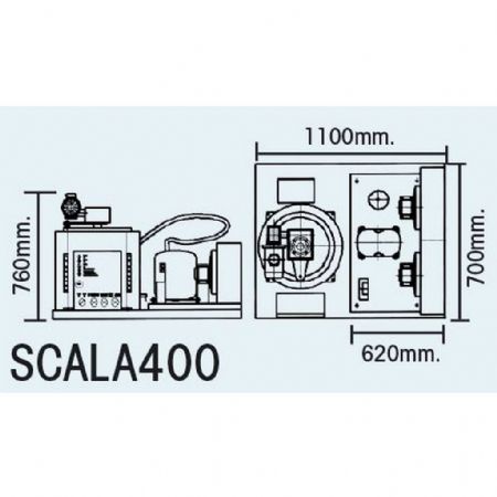 Machine à Glaçons PRO production 400 kg avec réserve 400 kg et glaçons à écailles - ITV - SCALA400C