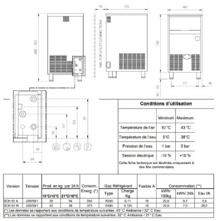 Machine  glaons gourmets refroidissement  air avec reserve 22kg - 55kg/24h
