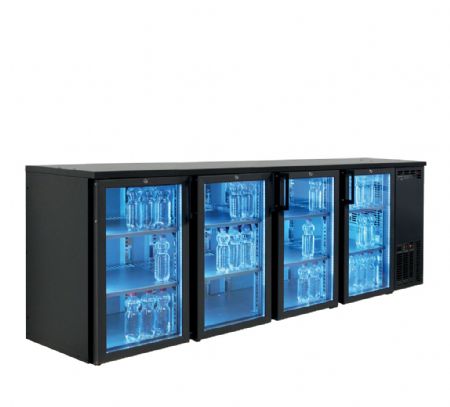 Arri�re bar 4 portes vitr�es battantes noir temp�rature +2/+10�C - 2200x560x820