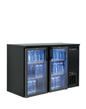 Arri�re bar 2 portes vitr�es battantes noir temp�rature +2/+10�C - 1245x560x820