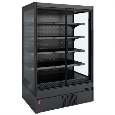 Vitrine murale de Supermarché joues vitrées libre-service 4 portes battantes noire - Diamond Promo - SCM26-C5