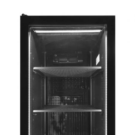 Armoire rfrigre positive toute noire avec 1 porte vitre charnires  gauche 350 L - 595 x 595 x 1990 mm