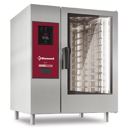 Four mixte professionnel électrique Touch vapeur directe et convection 10 niveaux GN 1/1 nettoyage automatique - Diamond - SDET/XC-10