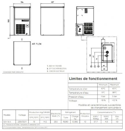 Machine  glaons creux refroidissement  air avec reserve 4kg - 19kg/24h