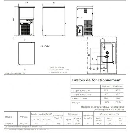 Machine  glaons creux refroidissement  air avec reserve 6kg - 32kg/24h