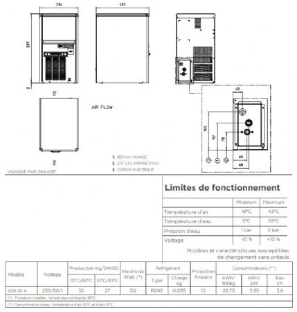 Machine  glaons creux refroidissement  air avec reserve 12kg - 41kg/24h