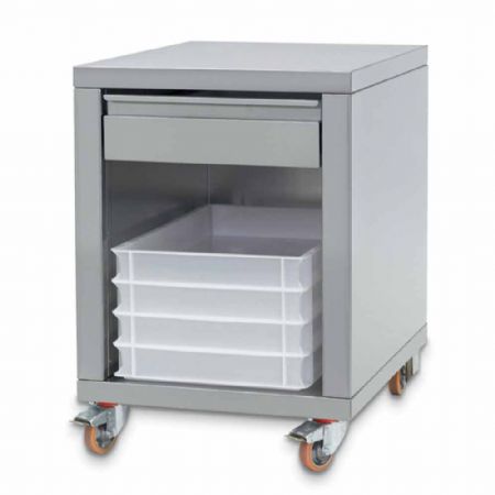 Support en inox avec tiroir  sur roues  pour formeuses