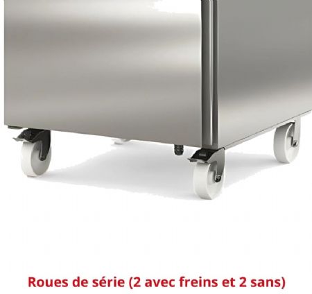 Saladette mobile haut rendement dessus et couvercle inox pour 18 bacs GN 1/6 avec 2 portes - 1228x805x1242 mm