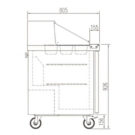 Saladette réfrigérée 3 portes pleines 600 L avec couvercle rabattable - Coreco - SDTP-72-27
