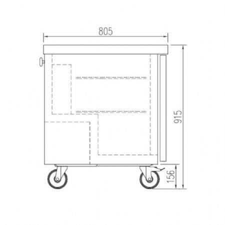 Soubassement réfrigéré 1 porte vitrée 204 L positif - Coreco - SDV-27