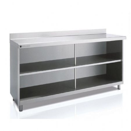Meuble Bas de Rangement Inox AISI-304 avec dosseret 100 mm et 1 étagère - Coreco - SEFM-60-200-S