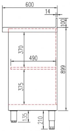 Meuble neutre mural avec façade ouverte et étagère - 2020x600x1040 mm