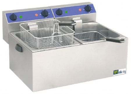 Friteuse électrique à poser avec contacteur de puissance 2 cuves 2x3,25kW - 2x8L Friteuse électrique à poser avec contacteur de puissance 2 cuves 2x3,25kW - 2x8L