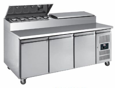 Tablede sandwicherierfrigre+2/+8c avec 3portesgn 1/1 avec saladette au dessus -417 litres