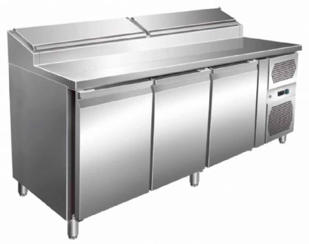 Table réfrigérée à sandwiches inox 3 portes GN 1/1, 2 couvercles inox, 8 GN 1/3, 417 L, +2/+8°C - l2g - SH3000/700 Table réfrigérée à sandwiches inox 3 portes GN 1/1, 2 couvercles inox, 8 GN 1/3, 417 L, +2/+8°C - l2g - SH3000/700