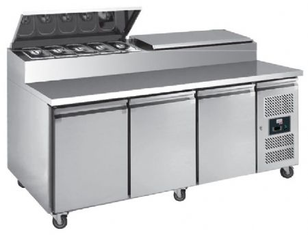 Table réfrigérée à sandwiches inox 3 portes 600x400 mm, 2 couvercles inox, 10 GN 1/3, 580 L, +2/+8°C - l2g - SH3000/800 Table réfrigérée à sandwiches inox 3 portes 600x400 mm, 2 couvercles inox, 10 GN 1/3, 580 L, +2/+8°C - l2g - SH3000/800