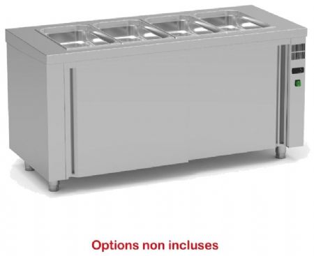 Meuble self enfant inox bain-marie sec 4 GN 1/1-150 avec réserve chaude - 1600x700x850 mm