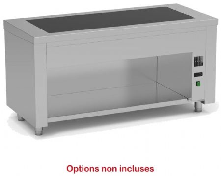 Meuble self enfant inox vitrocéramique 4 GN 1/1 avec réserve chaude - 1600x700x850 mm