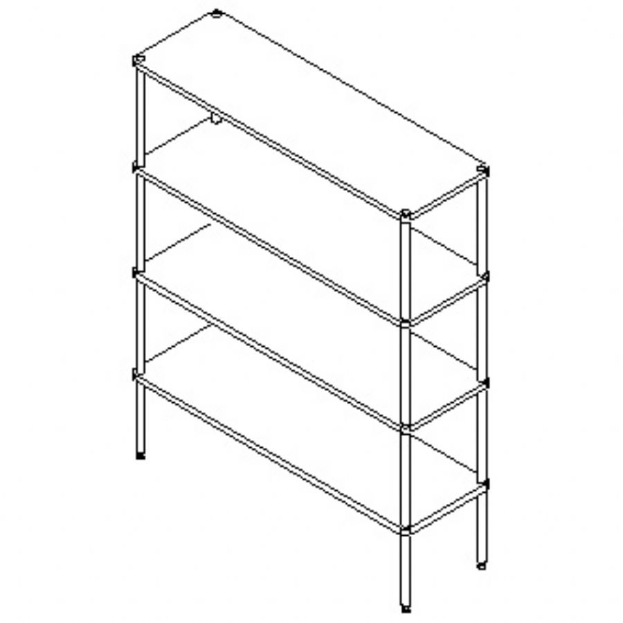 Étagère inox professionnelle avec 4 niveaux 500 x 1000 x 1800 mm Étagère inox professionnelle avec 4 niveaux 500 x 1000 x 1800 mm
