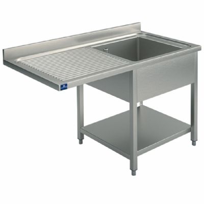 vier inox sur pitement avec tablette basse 1 bac  droite 1200x700 mm