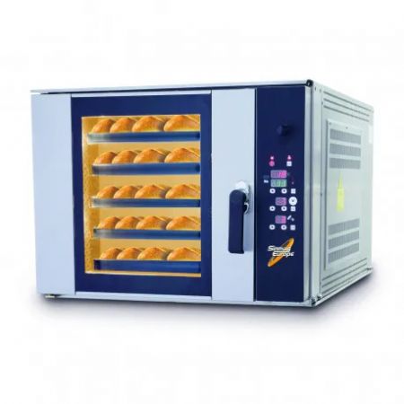 Four ventilé 5 niveaux boulangerie en inox avec commande digitale Four ventilé 5 niveaux boulangerie en inox avec commande digitale