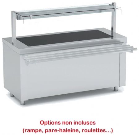 Meuble inox réserve chaude avec 2 portes coulissantes - 2250x700x850 mm